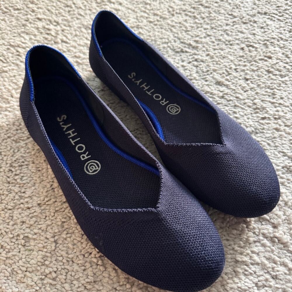 Rothy's Round Toe Ballet Flats Navy Blue Sz 9.5
